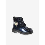 Boots coeur  lacets et zippes fille marine