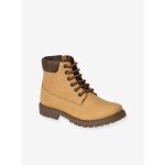 Boots crantes laces et zippes cuir junior camel