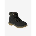 Boots crantes laces et zippes cuir noir