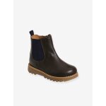 Boots cuir bb mixte zipps et lastiqus chocolat
