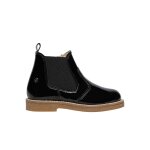 Boots en cuir verni avec fermeture clair arthur noir ivoire -