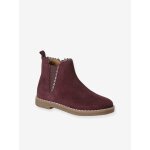 Boots enfant fille cuir élastiquées et zippées bordeaux Boots enfant fille cuir élastiquées et zippées bordeaux