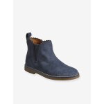 Boots enfant fille cuir �lastiqu�es et zipp�es marine