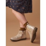 Boots enfant fille cuir lastiques et zippes or