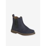 Boots enfant fille cuir dtails festons marine