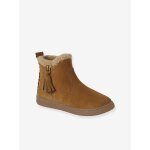 Boots enfant fille en cuir fourres camel