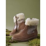 Boots enfant fille cuir fourrées et zippées camel Boots enfant fille cuir fourrées et zippées camel