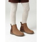 Boots enfant fille cuir et glitter zipp�es camel