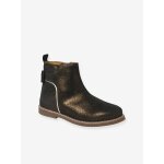 Boots enfant fille cuir  noeud fantaisie noir imprim