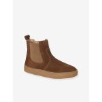 Boots enfant fille cuir zippes camel