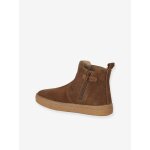 Boots enfant fille cuir zipp�es camel