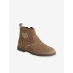 Boots enfant fille en cuir zippées camel Boots enfant fille en cuir zippées camel