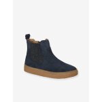 Boots enfant fille cuir zippes marine