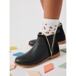 Boots enfant fille cuir zippes noir