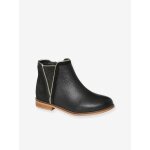 Boots enfant fille cuir zippes noir