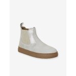 Boots enfant fille cuir zipp�es or