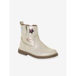 Boots enfant fille cuir zippes or