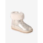 Boots enfant fille dperlantes synthtique fourres zippes beige dor