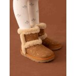 Boots enfant fille fourr�es zipp�es marron