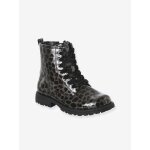 Boots enfant fille vernies synthtique zippes noir imprim
