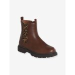 Boots enfant fille zippes et lastiques marron