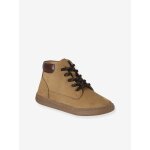 Boots enfant garon collection maternelle cuir zippes et lacets lastiqus beige