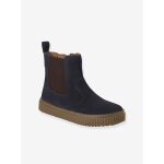 Boots enfant garon cuir zippes et lastiques marine