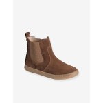 Boots fille cuir zipp�es camel