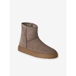 Boots fille cuir zipp�es taupe