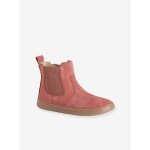 Boots fille cuir zipp�es vieux rose