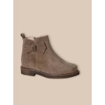Boots noeud en cuir velours beige