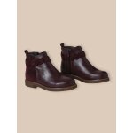 Boots tresse en cuir fille bordeaux