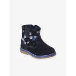 Boots zippes en cuir imprim bb bleu imprim