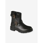 Bottes  brides zippes cuir fille noir