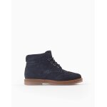 Bottes brogue en cuir su�d� bleu fonc�