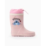 Bottes en caoutchouc avec imprim� stitch et fermeture � cordon rose