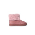 Bottes � col roul� en fourrure pour fille rose