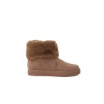 Bottes � col roul� en fourrure pour fille taupe