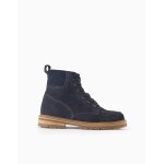 Bottes en daim avec fermeture clair bleu fonc