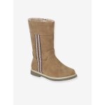 Bottes enfant fille collection maternelle fourres zippes camel