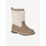 Bottes enfant fille collection maternelle fourres zippes taupe