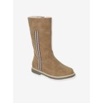 Bottes enfant fille fourre zippes camel