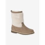 Bottes enfant fille fourres zippes taupe