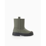 Bottes impermables avec fausse fourrure vert