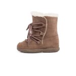 Bottes en peau de mouton avec fermeture collante taupe