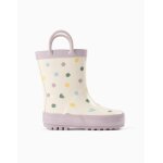 Bottes de pluie avec anses et motif � pois mauve clair