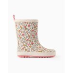 Bottes de pluie en caoutchouc  motif floral beige clair