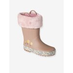 Bottes de pluie fourres en caoutchouc enfant rose