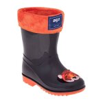 Bottes de pluie frise saphir fonc� / orange