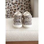 Bottillons  scratchs cuir souple bb premiers pas beige imprim